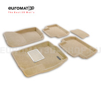Текстильные 3D коврики Euromat3D Lux в салон для Mitsubishi Outlander (2012-2023) № EM3D-003609T Бежевые