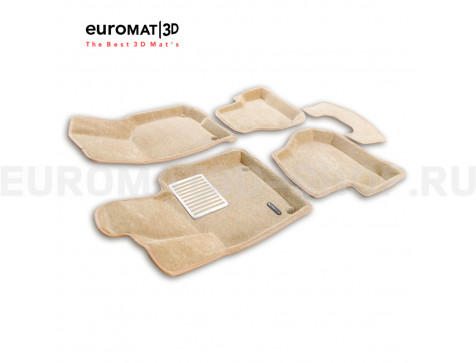 Текстильные 3D коврики Euromat3D Lux в салон для Seat Leon (2005-2012) № EM3D-004502T Бежевые