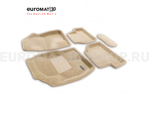 Текстильные 3D коврики Euromat3D Business в салон для Ford Focus 2 (2005-2011) № EMC3D-002214T Бежевые